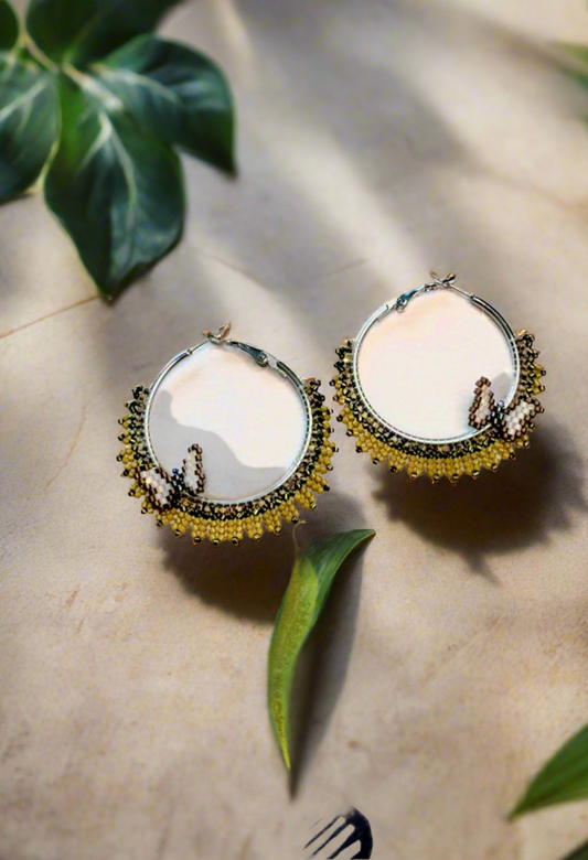 A Green butterfly Rez Girl Hoops (medium size)