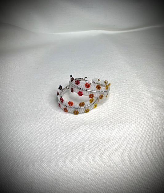 Four Directions Spring Flower Rez Girl Hoops (Medium 1 1/2”)