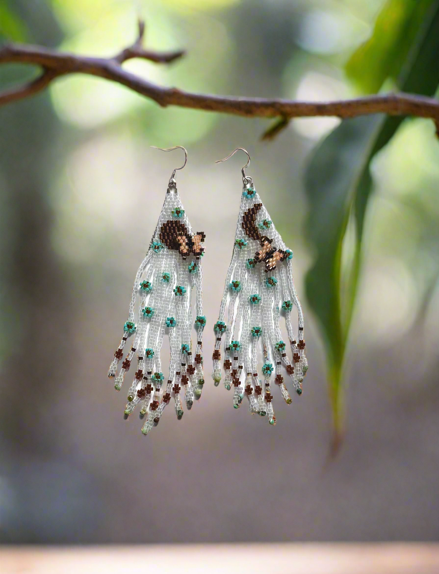 A Floral Sun and Moon Butterfly Earrings