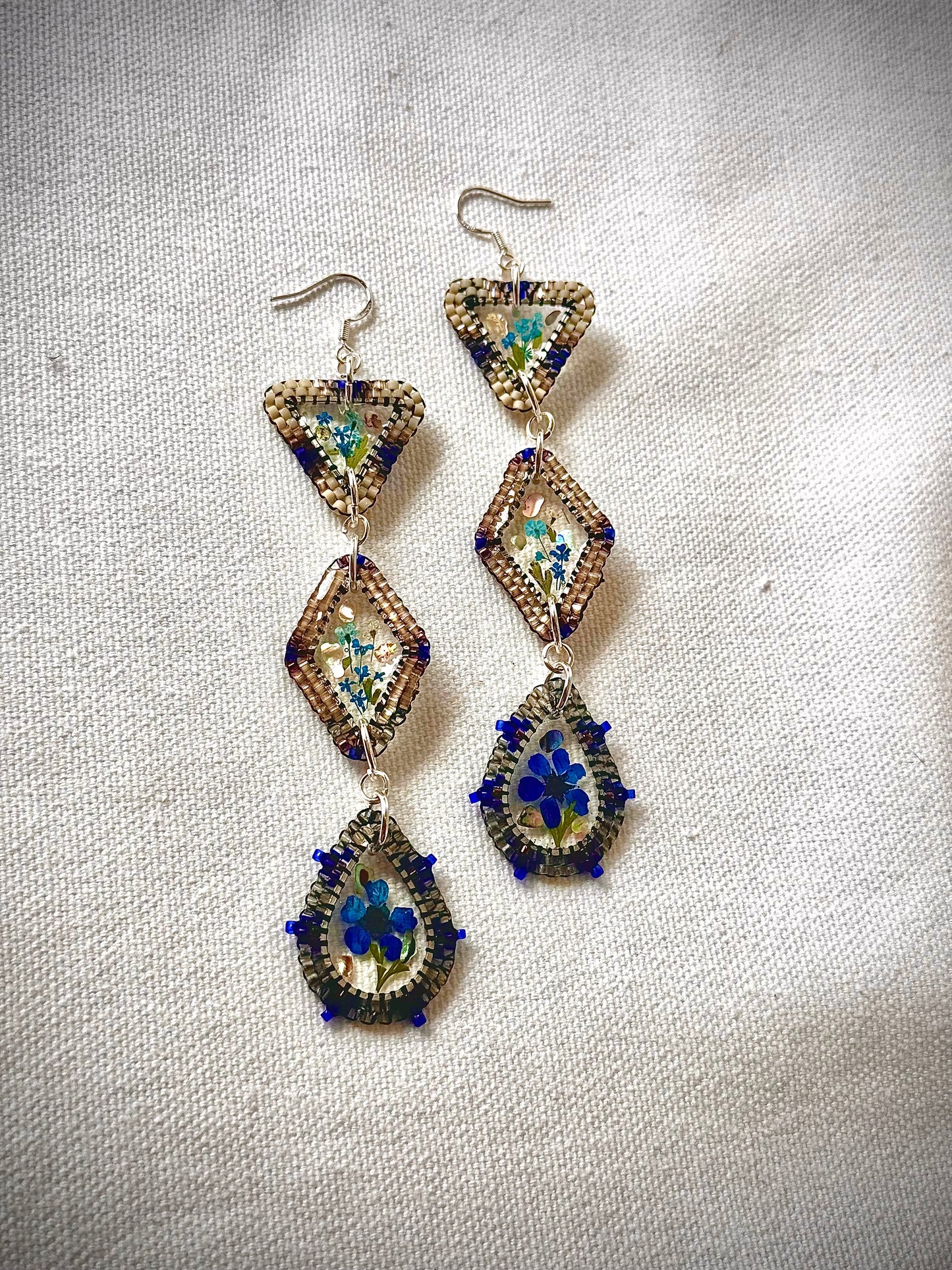 Sparkling Taupe and Cobalt PowWow Bling Lightweight earrings