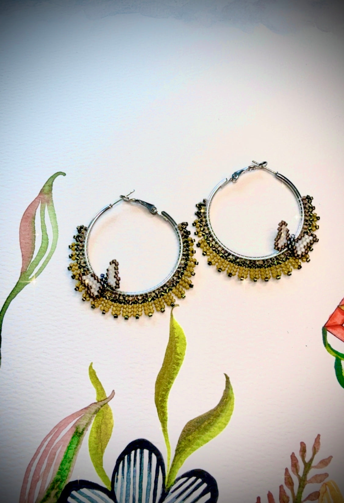 A Green butterfly Rez Girl Hoops (medium size)