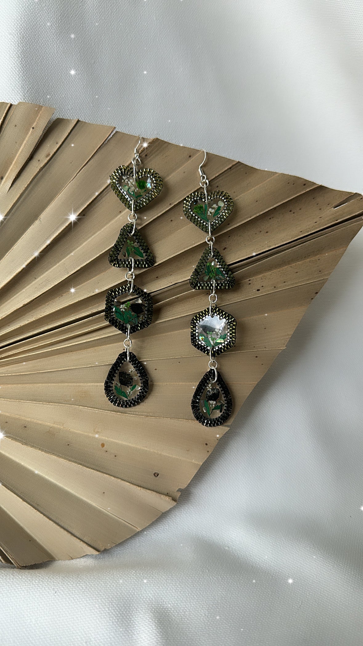 Ombré Emerald to black PowWow Bling Lightweight earrings