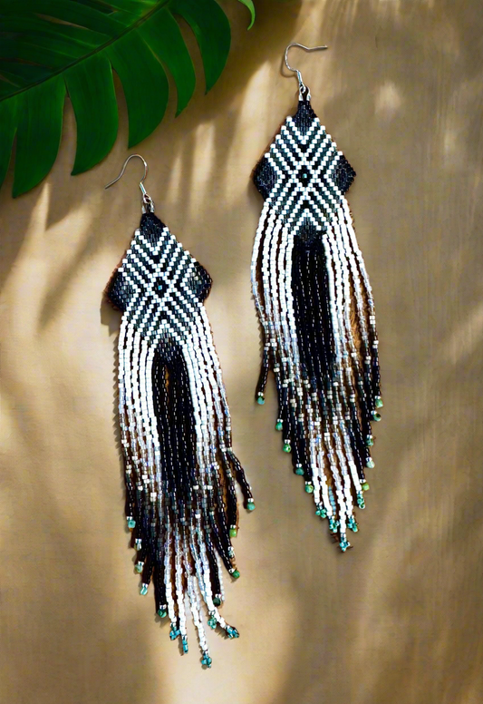 A Four Directions, White Earrings (Long)