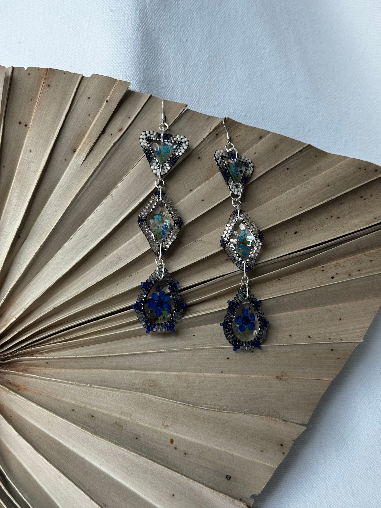 Sparkling Taupe and Cobalt PowWow Bling Lightweight earrings