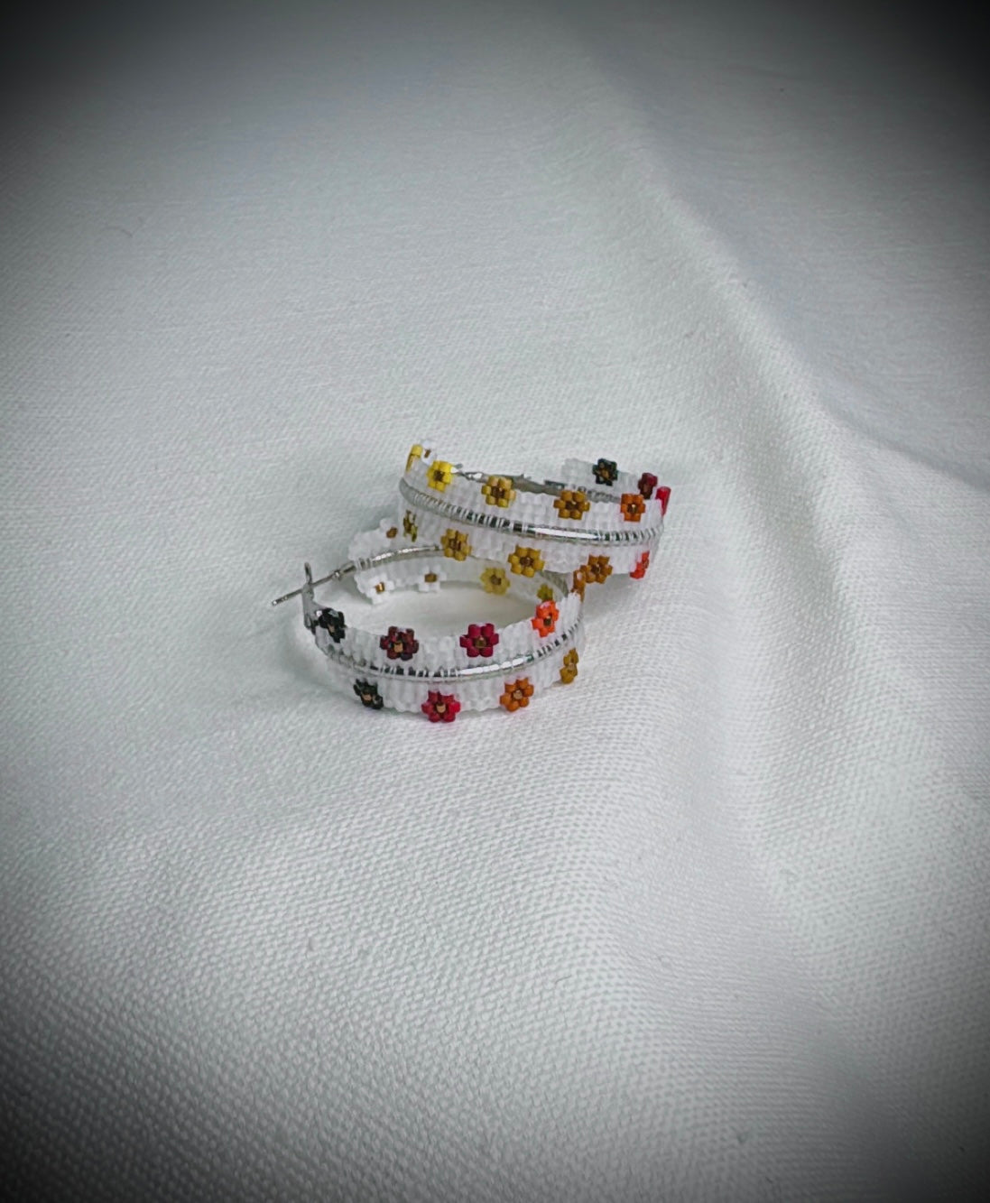 Four Directions Spring Flower Rez Girl Hoops (Medium 1 1/2”)