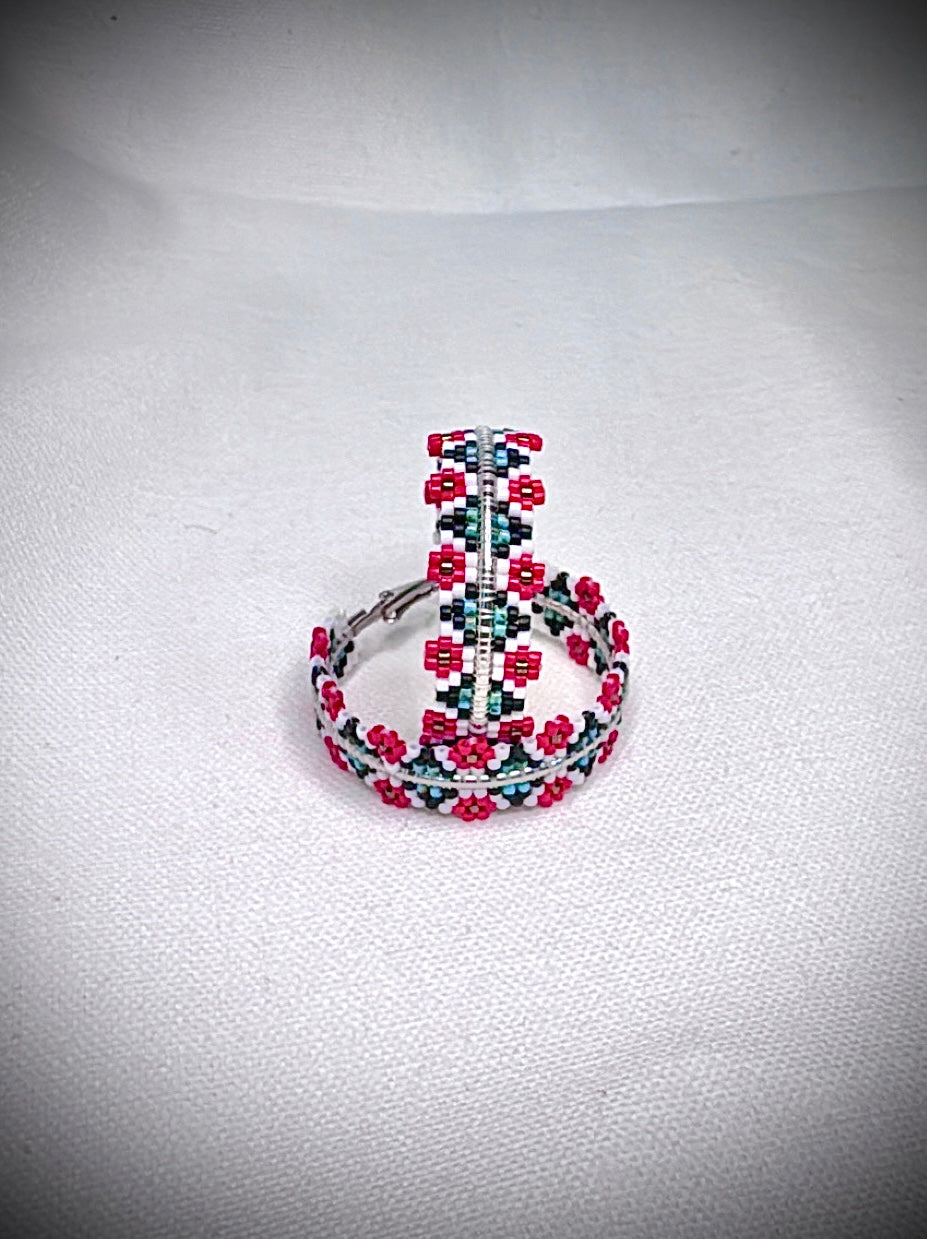 A Spring Red Flower Rez Girl Hoops (Medium 1 1/2”)