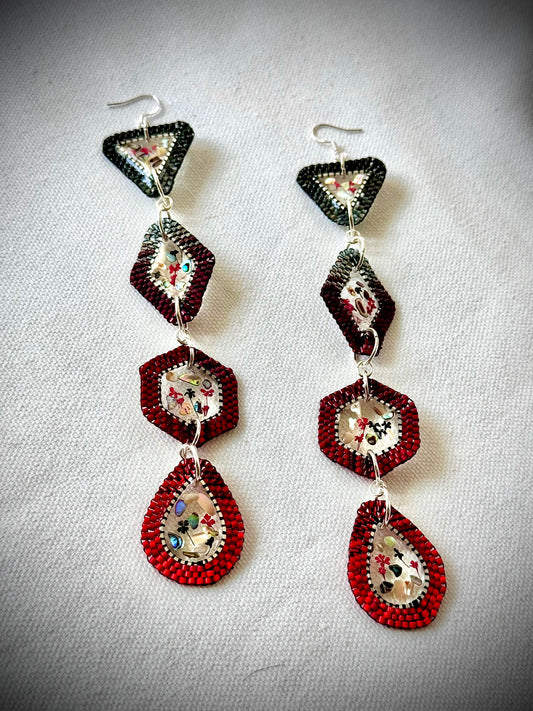 Ombré Black to Red PowWow Bling Lightweight earrings