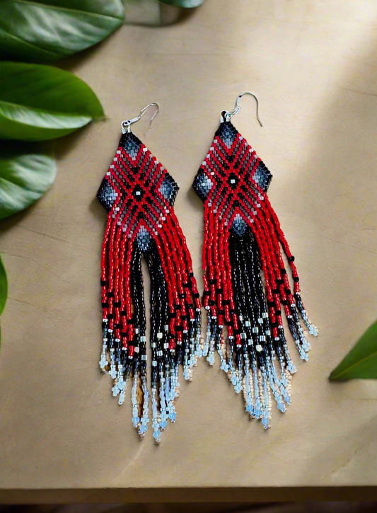 A Red Four Directions Earrings (Long)