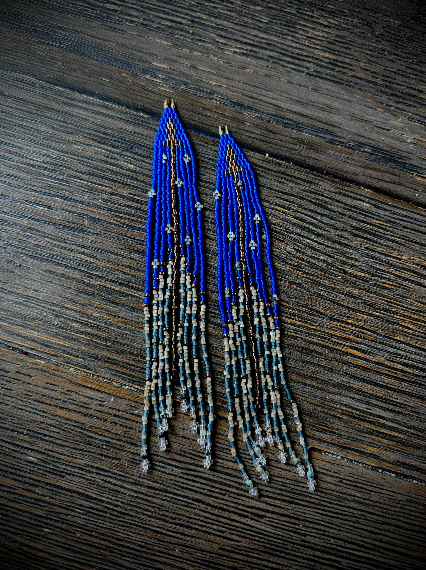 A Cobalt and Copper Arrow Earrings (Medium length)