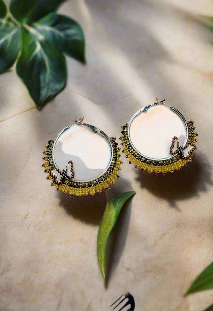 A Green butterfly Rez Girl Hoops (medium size)