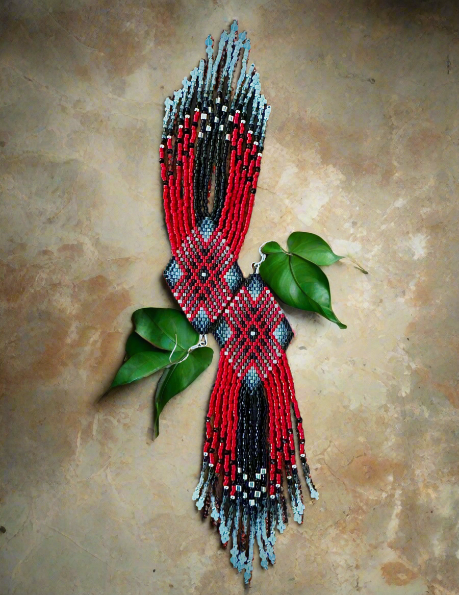 A Red Four Directions Earrings (Long)