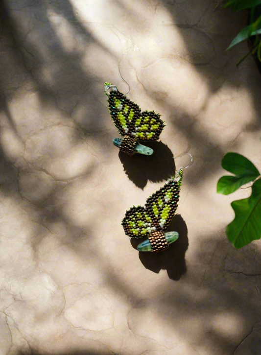 A Green Kyanite Butterfly Earrings (Medium)