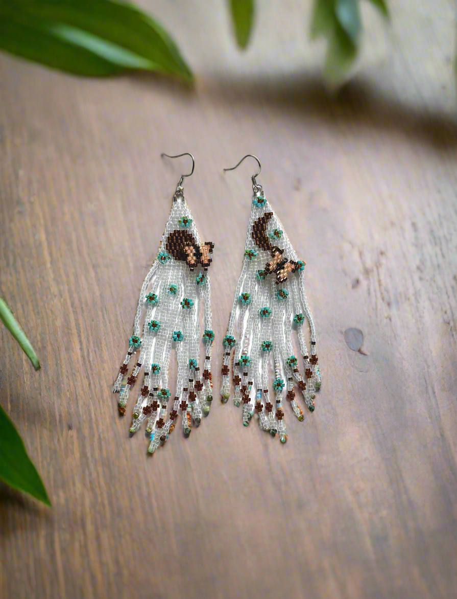 A Floral Sun and Moon Butterfly Earrings