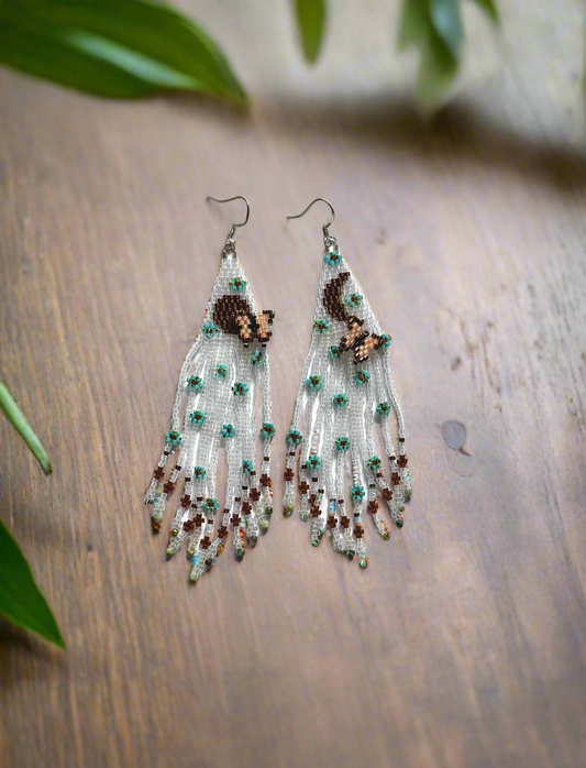 A Floral Sun and Moon Butterfly Earrings