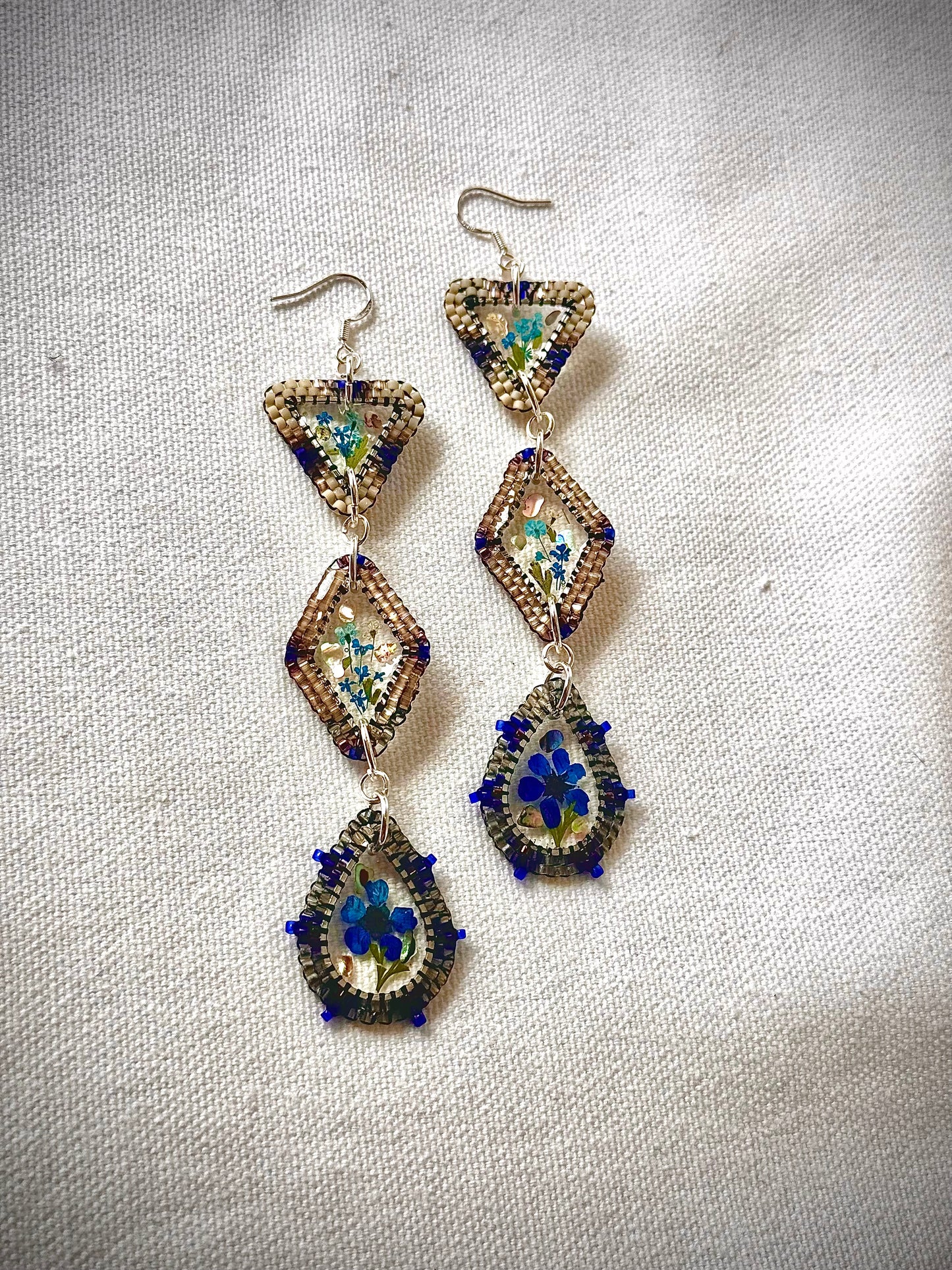 Sparkling Taupe and Cobalt  PowWow Bling Lightweight earrings