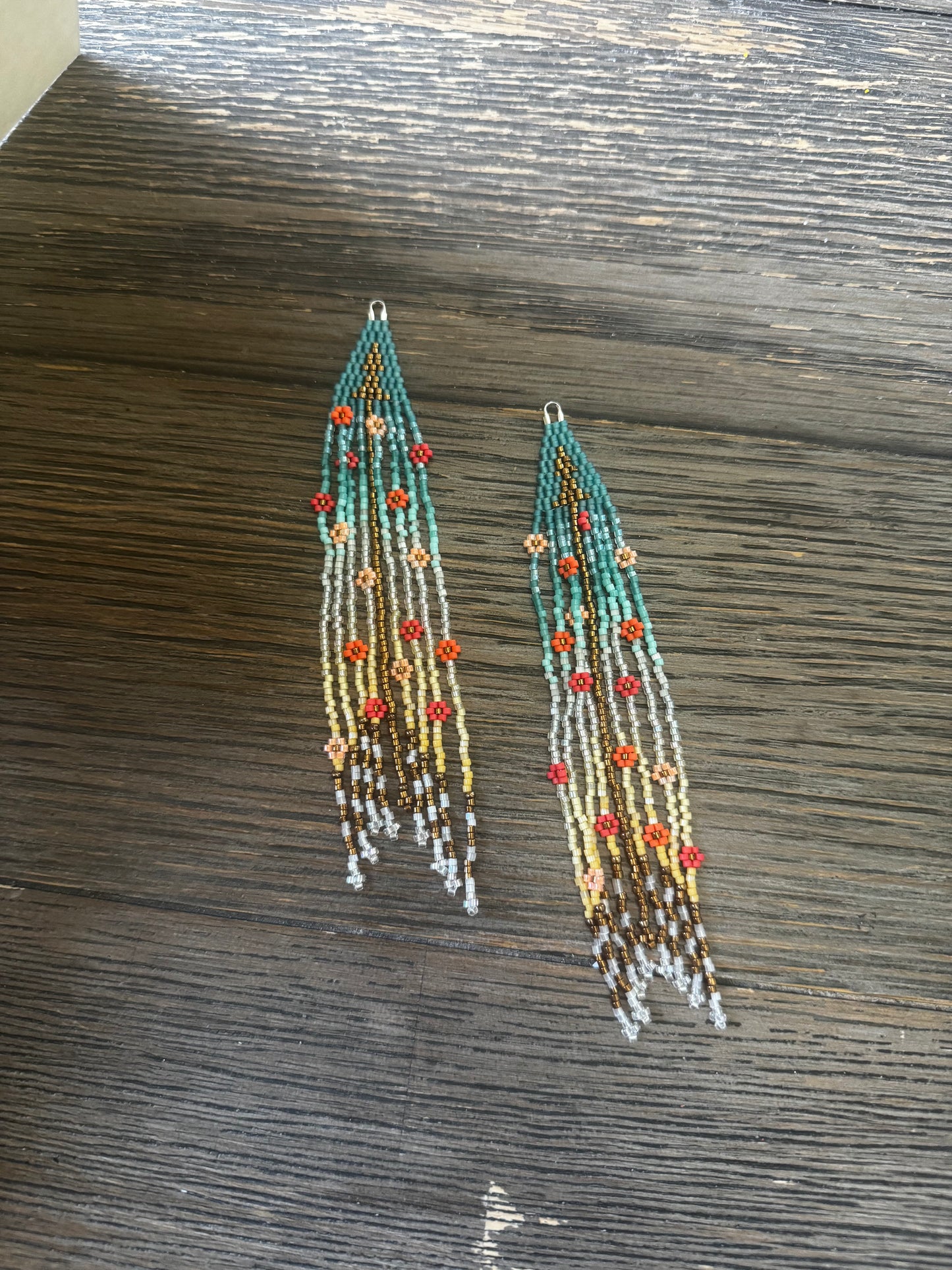 AA Turquoise to Yellow ombré Copper Arrow Earrings