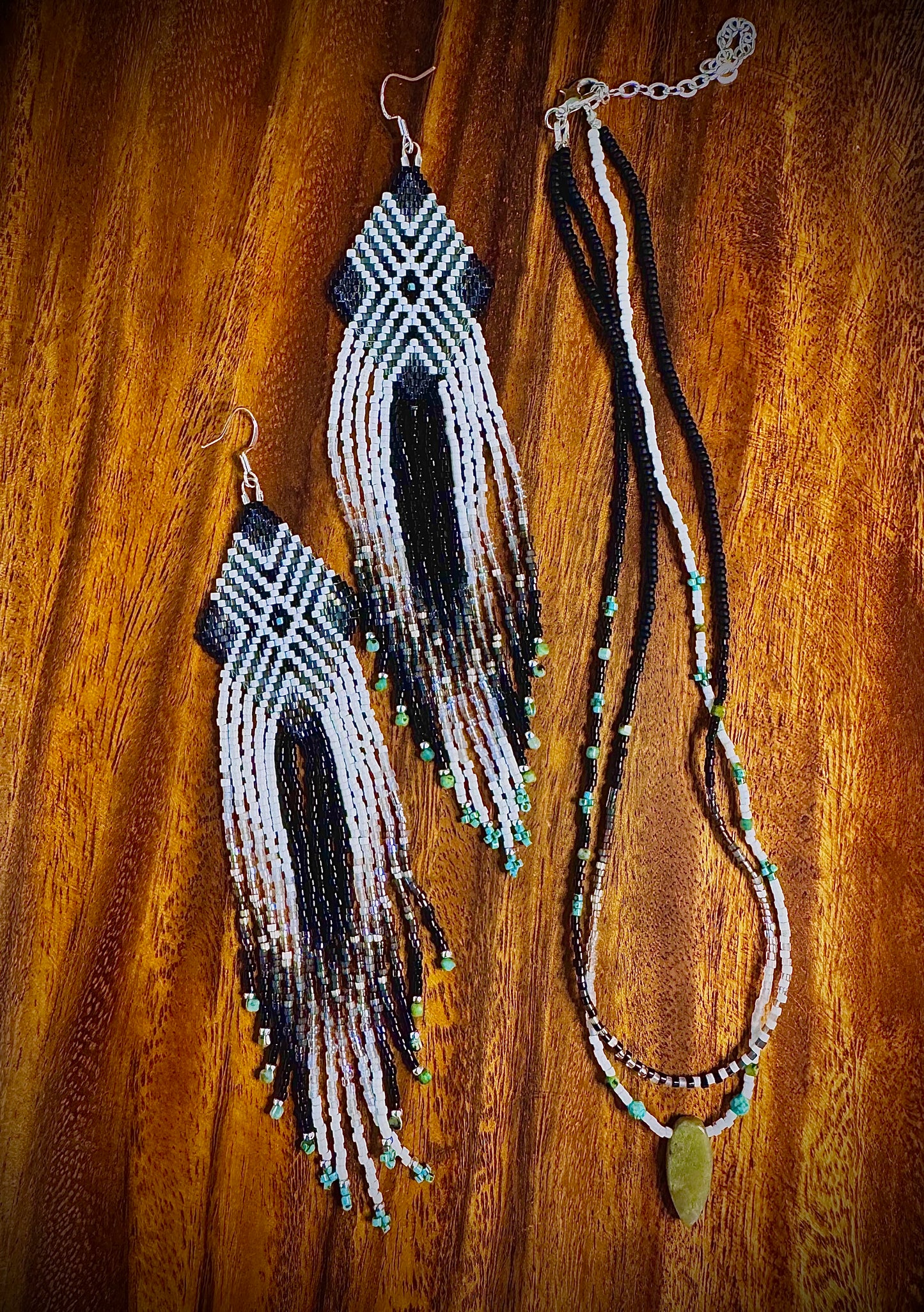 A Four Directions, White Earrings (Long)