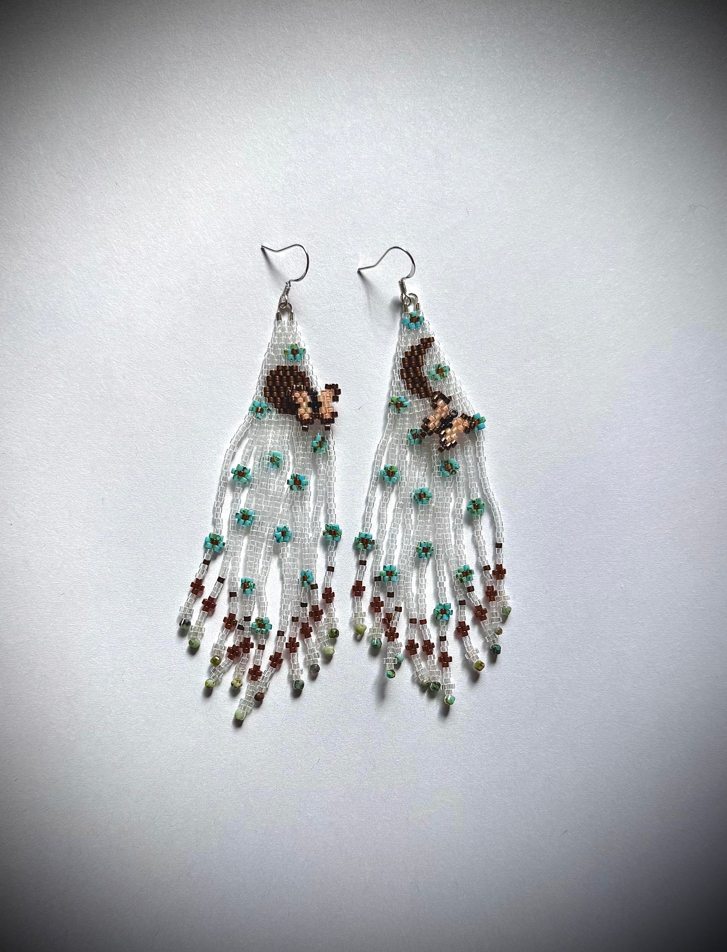 A Floral Sun and Moon Butterfly Earrings