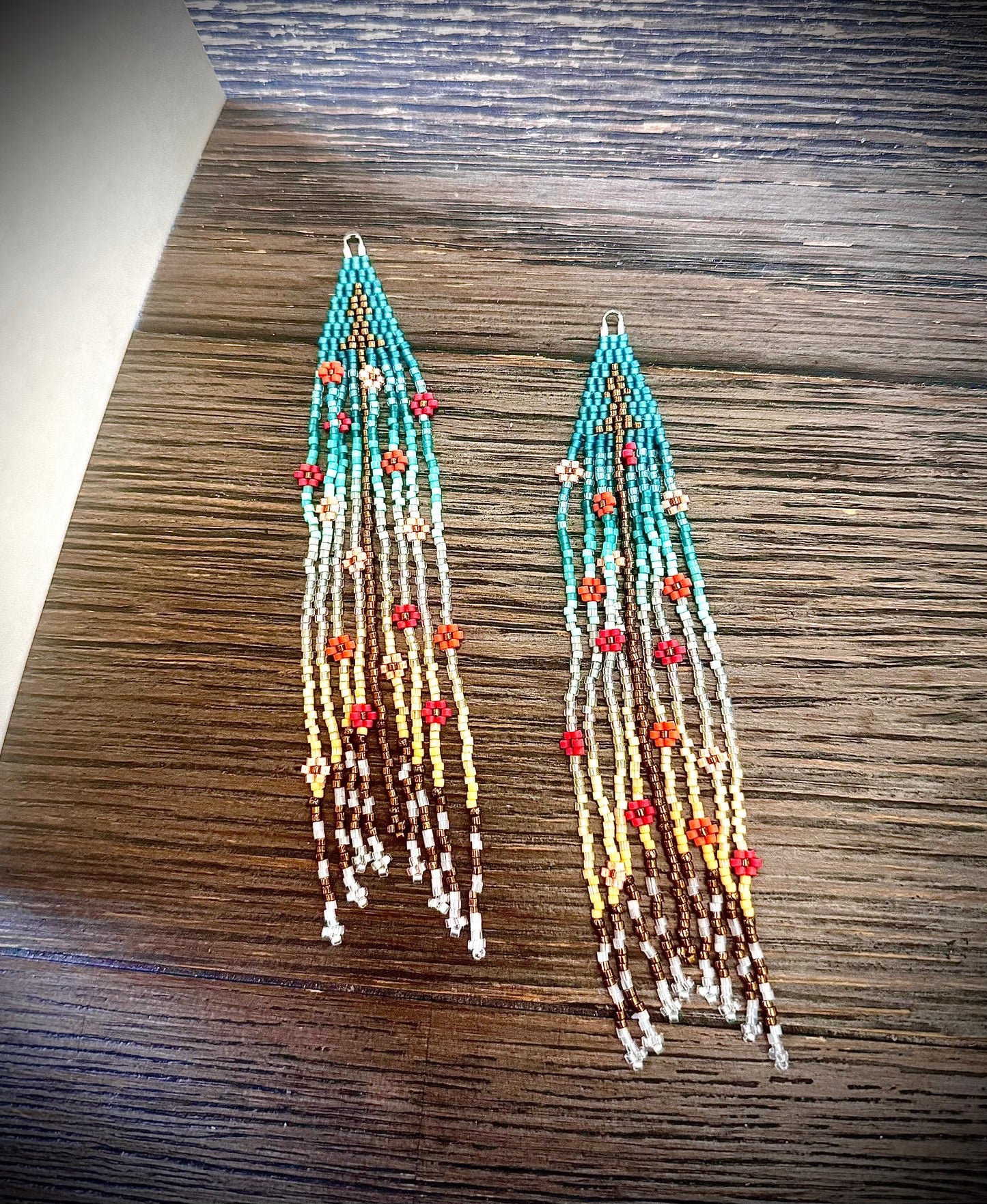 AA Turquoise to Yellow ombré Copper Arrow Earrings