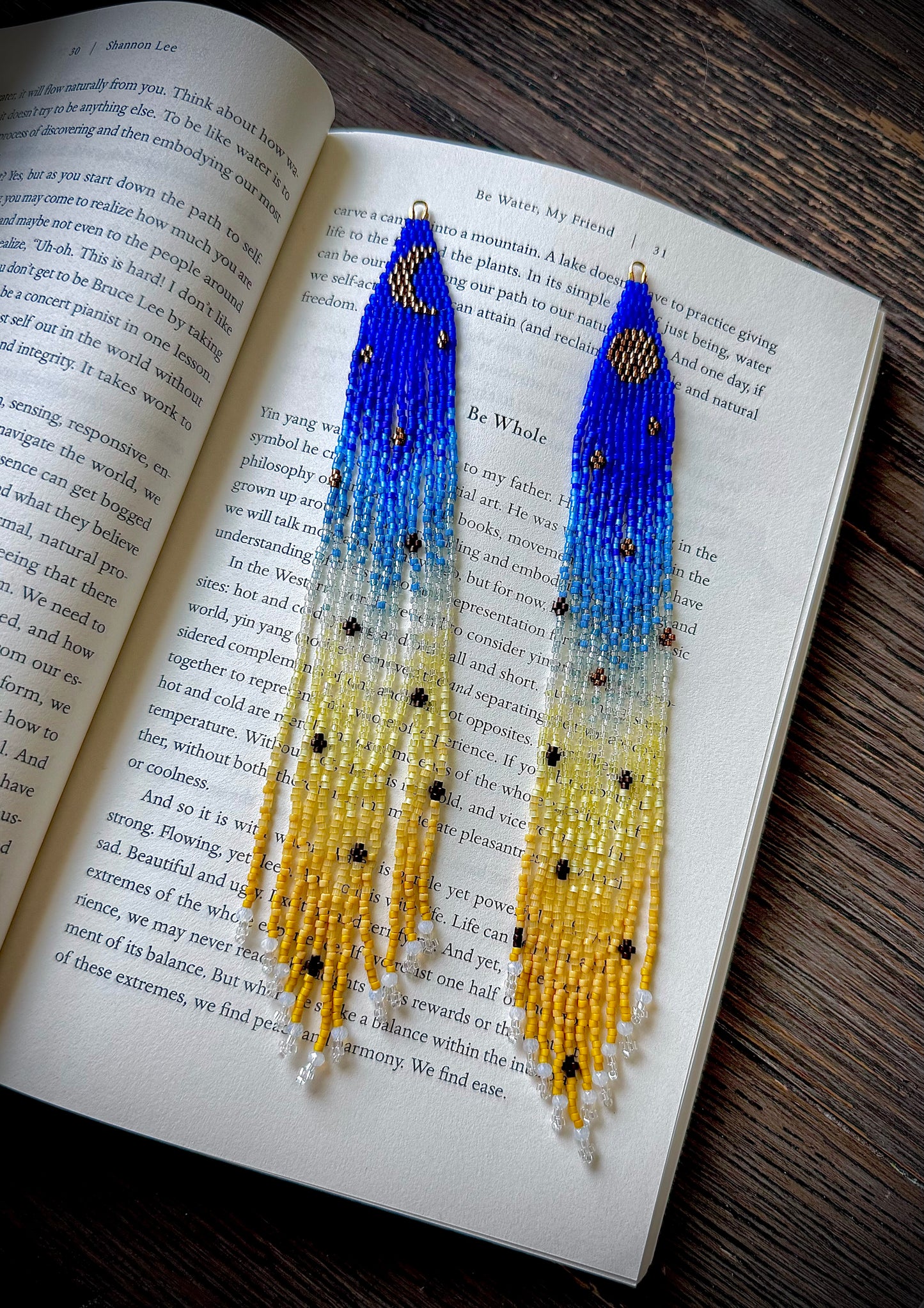 AA Sun and Moon Cobalt to Yellow Ombré Earrings