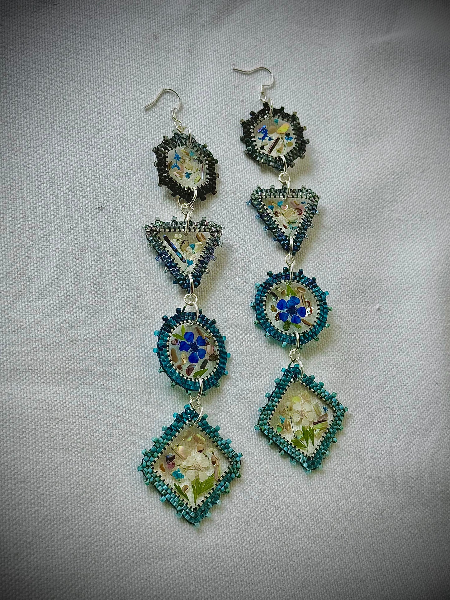 A Ombré blue to Turquoise  PowWow Bling Lightweight earrings