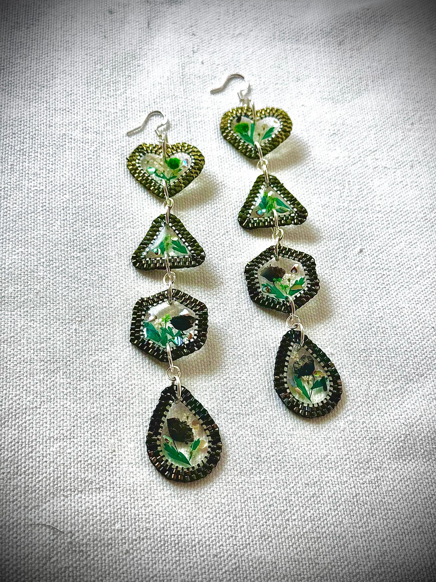 A Ombré Emerald to black PowWow Bling Lightweight earrings