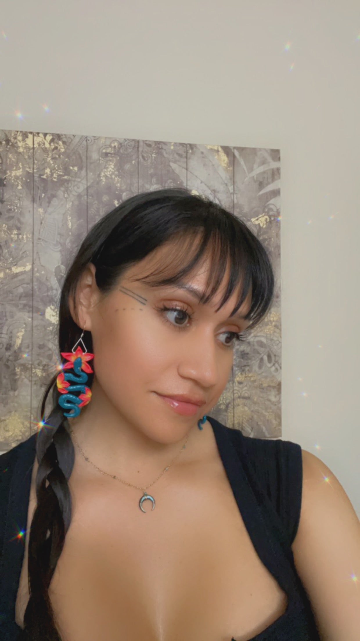 Hot Pink and Turquoise Serpent Earrings