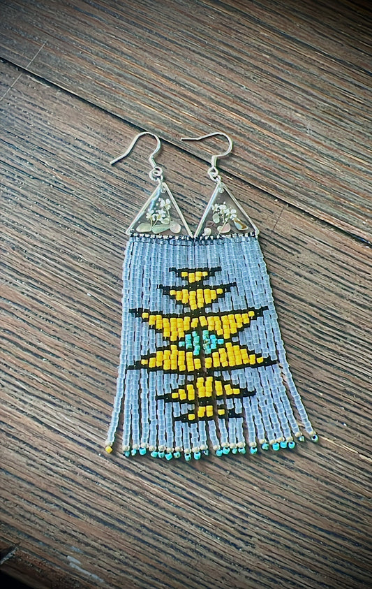 A Abalone Dangles (Yellow and Turquoise)