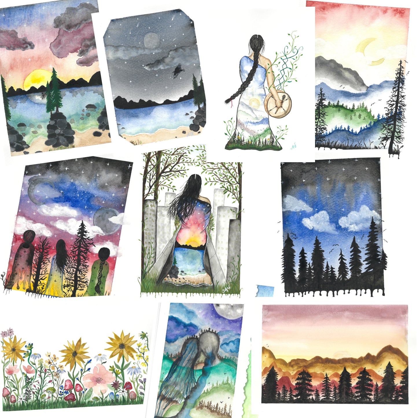 10 watercolor Greeting Cards