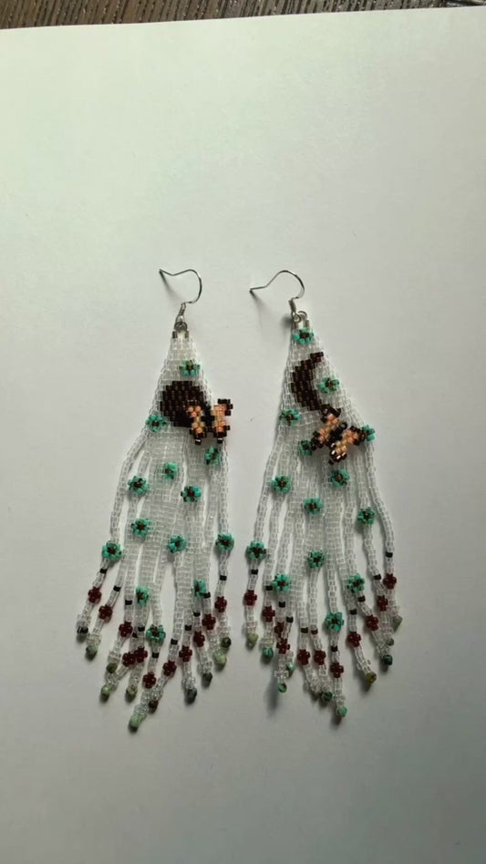 A Floral Sun and Moon Butterfly Earrings