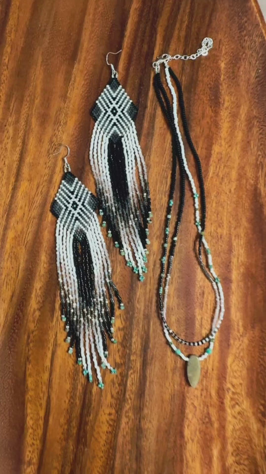A Four Directions, White Earrings (Long)