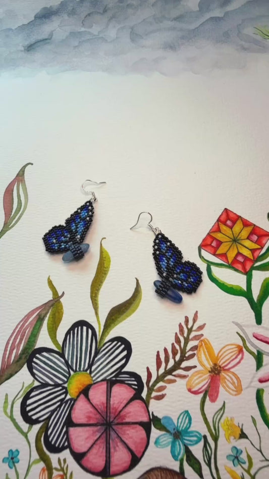 A Blue Kyanite Butterfly Earrings (Medium)